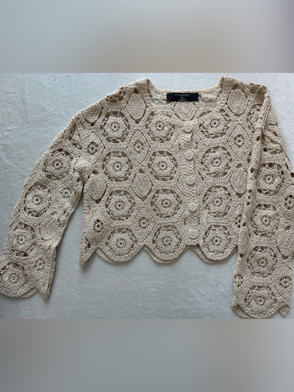 Primark Cream Crochet Button-Front Women's Cardigan